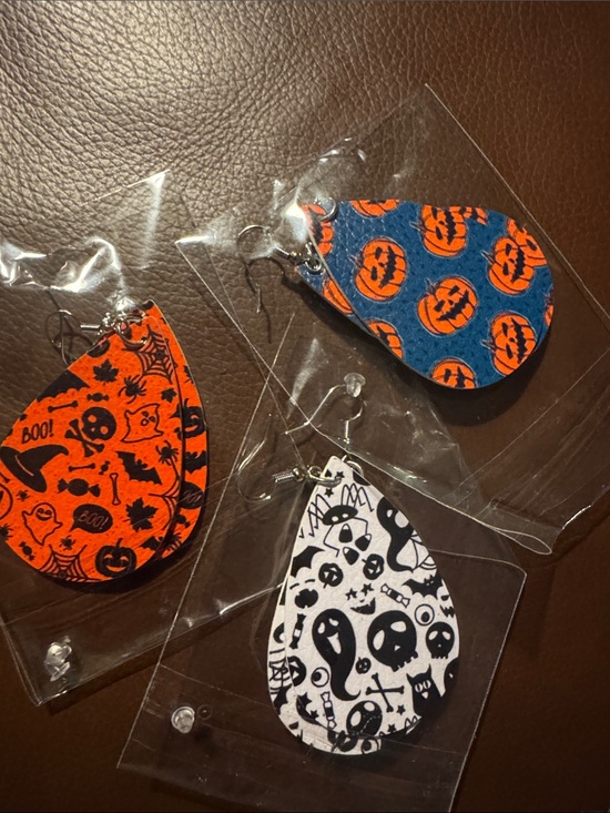 Jewelry - 🆕 3 pr Halloween Teardrop Earrings - Orange, Blue, White